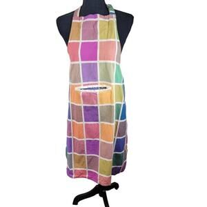 Kitchen Bib Apron Twill Cotton Color Block Adjustable Neck Cooking Front Deep Po